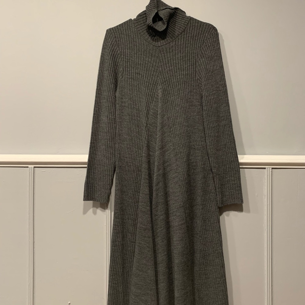 Amanda Charles Gray Cowl Neck Sweater Dress